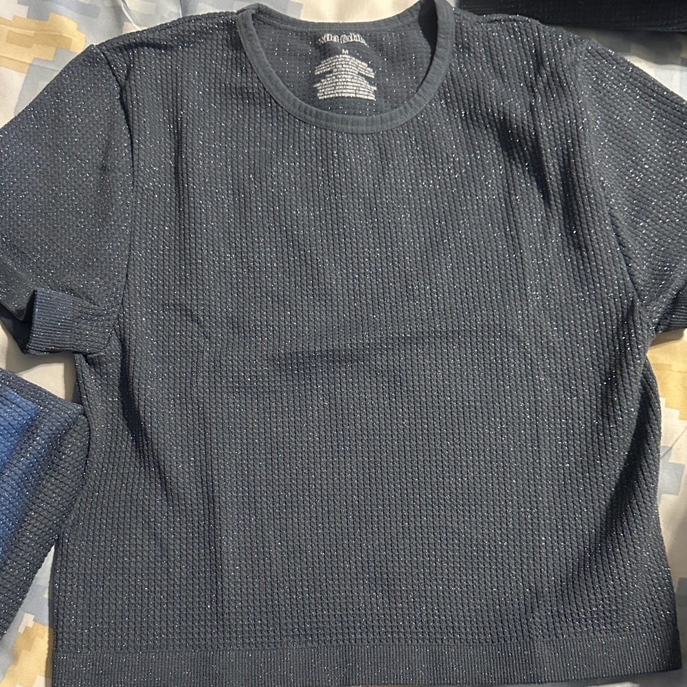Blue/gray Textured Long Sleeve Top